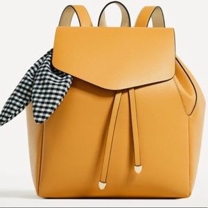 Zara Yellow backpack with scarf attached